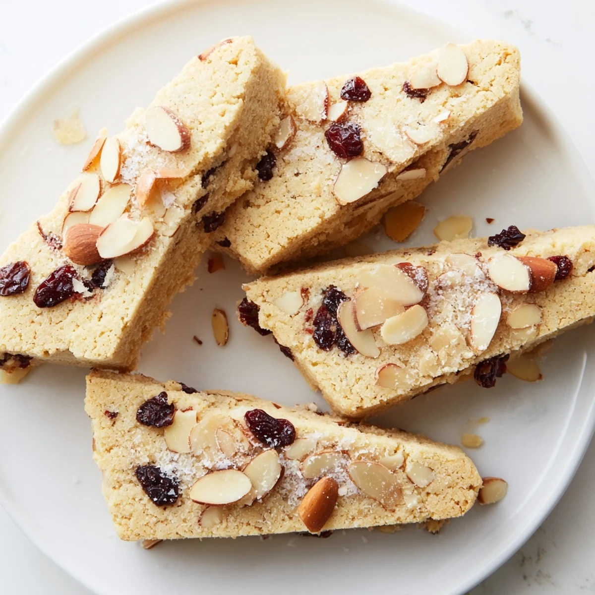 Buttery Cherry Almond Shortbread Wedges, studded with bright red cherries and toasted almonds, ready to eat.