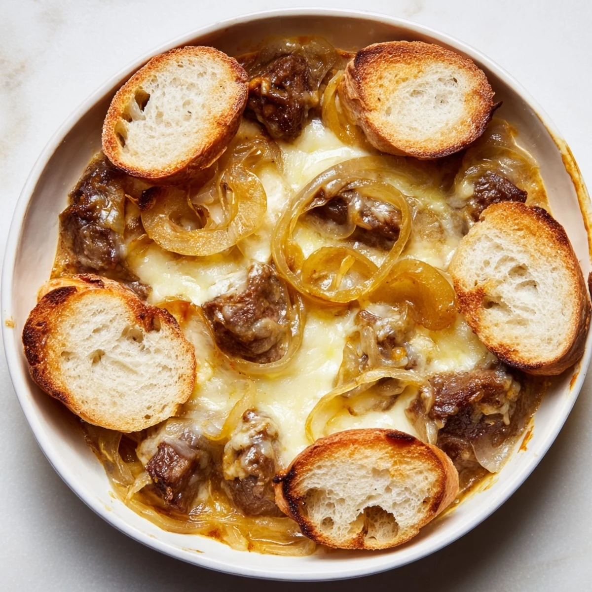 Hearty and delicious French Onion Pot Roast Casserole, perfect for a cozy, flavorful family meal.