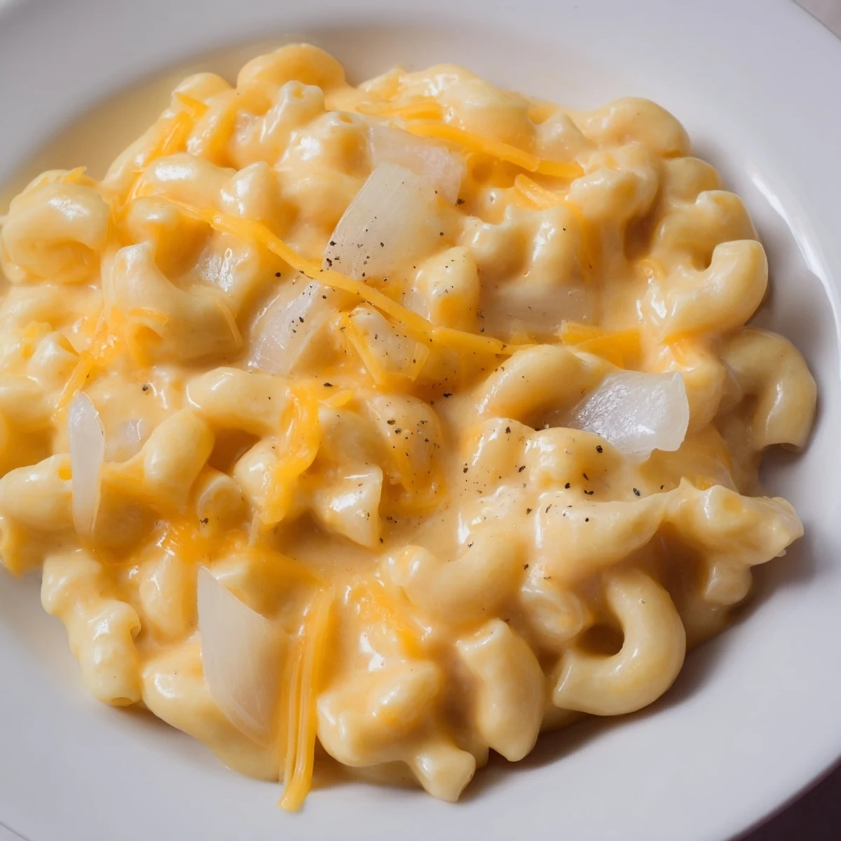 A steaming bowl of one-pot butternut squash mac & cheese, creamy and flavorful, ready to enjoy.