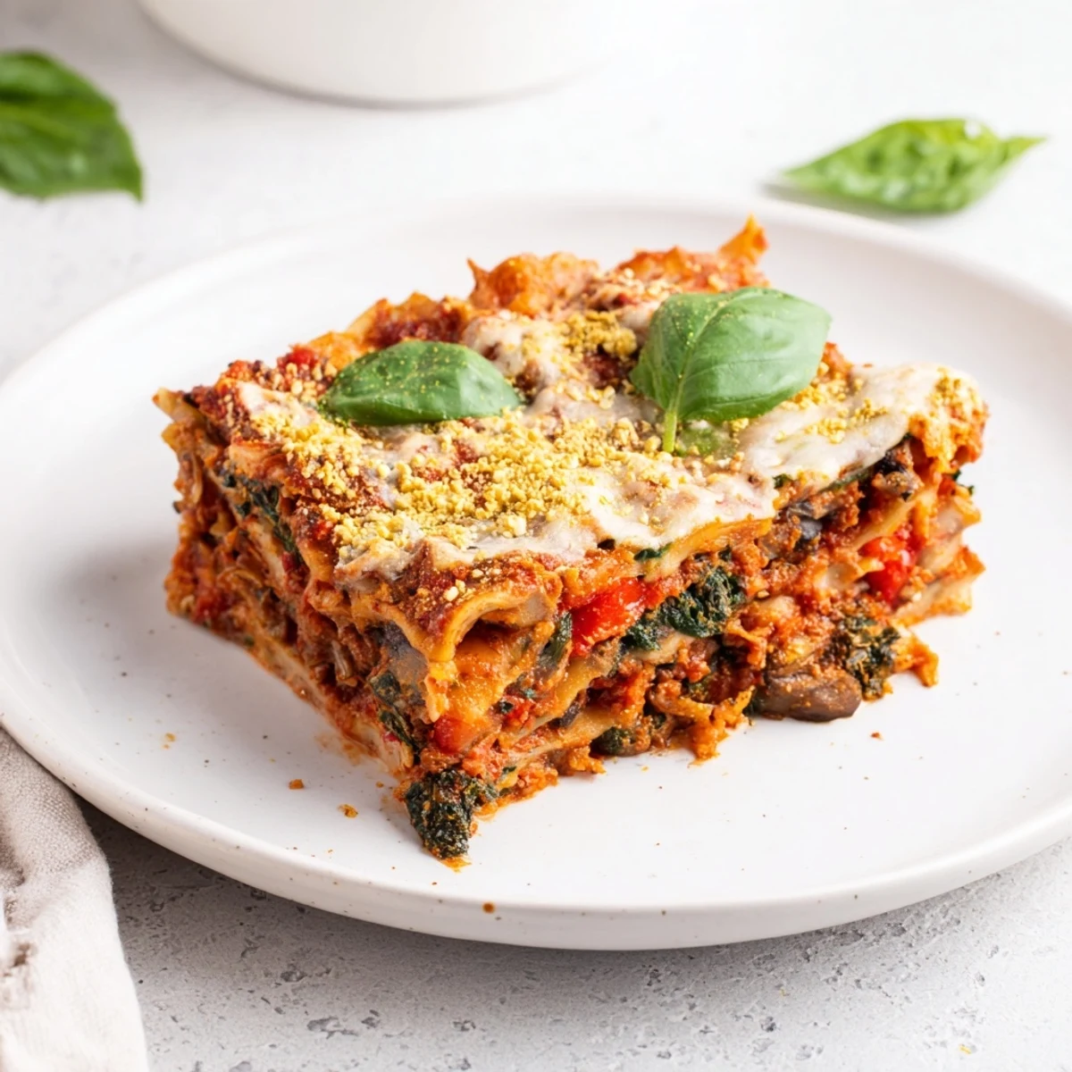 Vegan Lasagna Mushroom Spinach