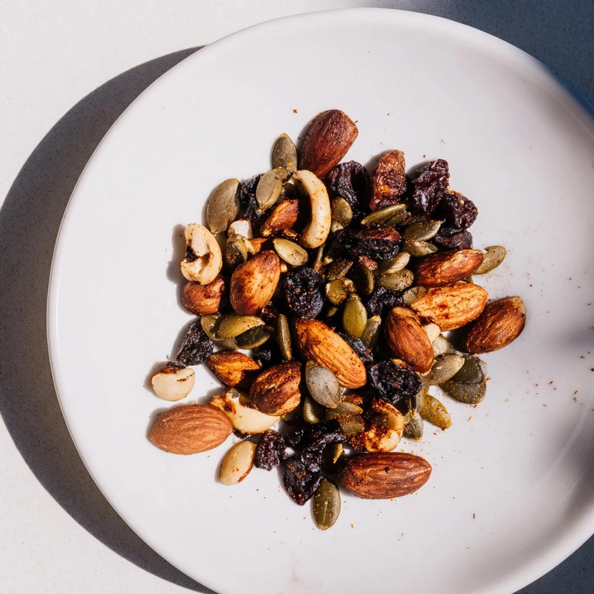 Golden, crunchy roasted acorn and oak snack mix, a flavorful vegetarian treat to enjoy.