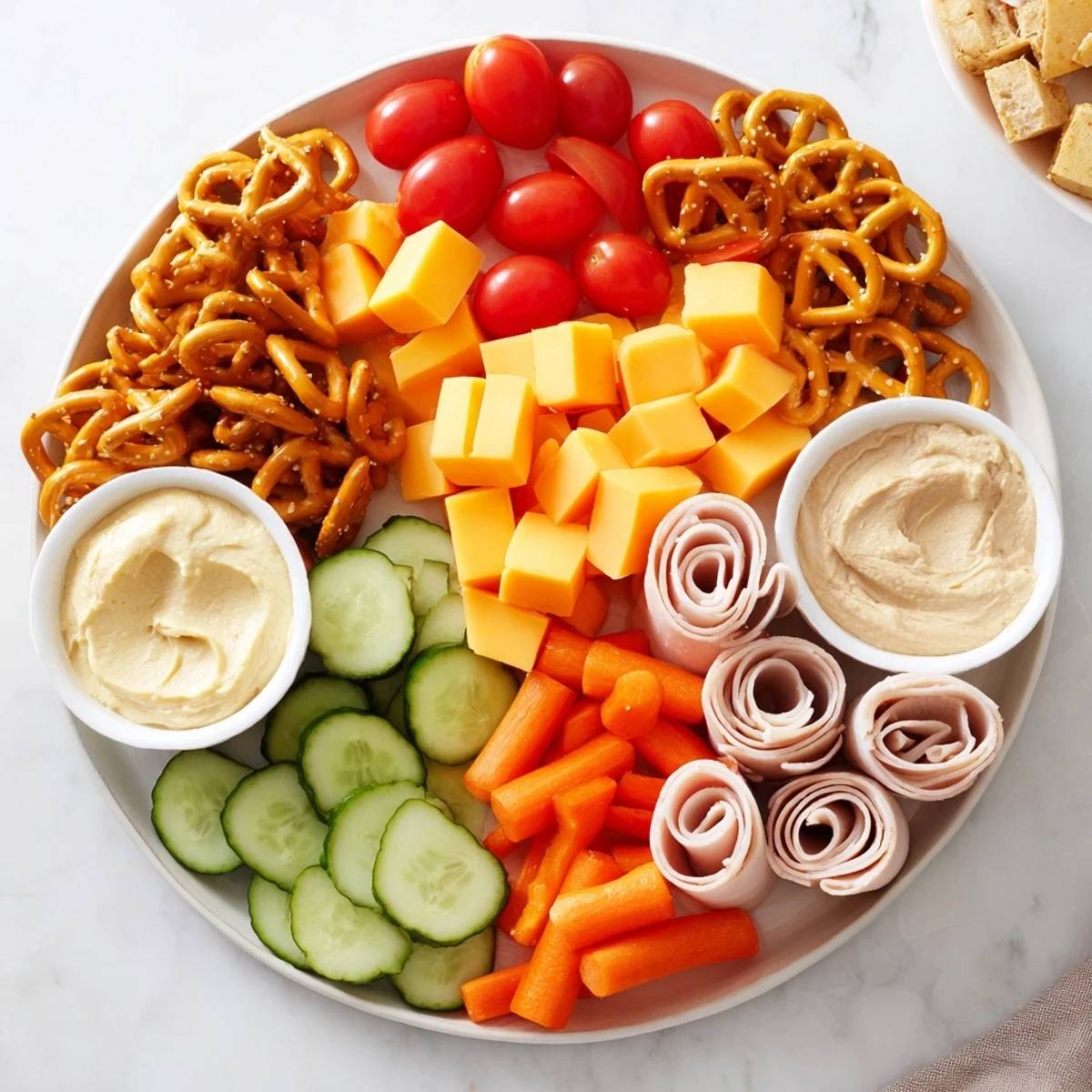 A beautifully arranged Renard Rusé Snack Assortment, overflowing with savory snacks and sweet treats.