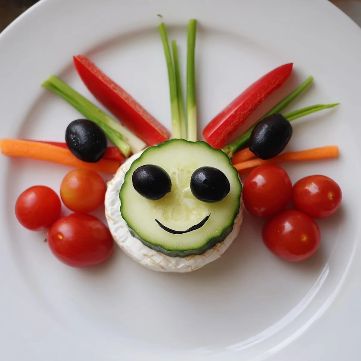 Whimsical Coccinelle Amusante Planche Pique-Nique: vividly showcases ladybug picnic platter with colorful fresh vegetables.