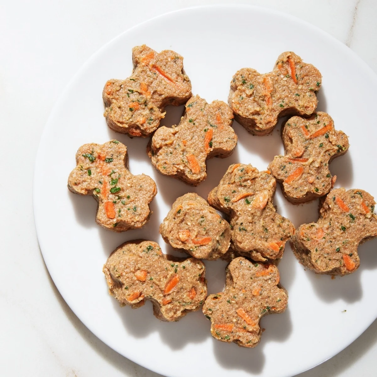 Wholesome Friendly Dog Paw Treats, freshly baked to a golden brown, ready for happy pups.