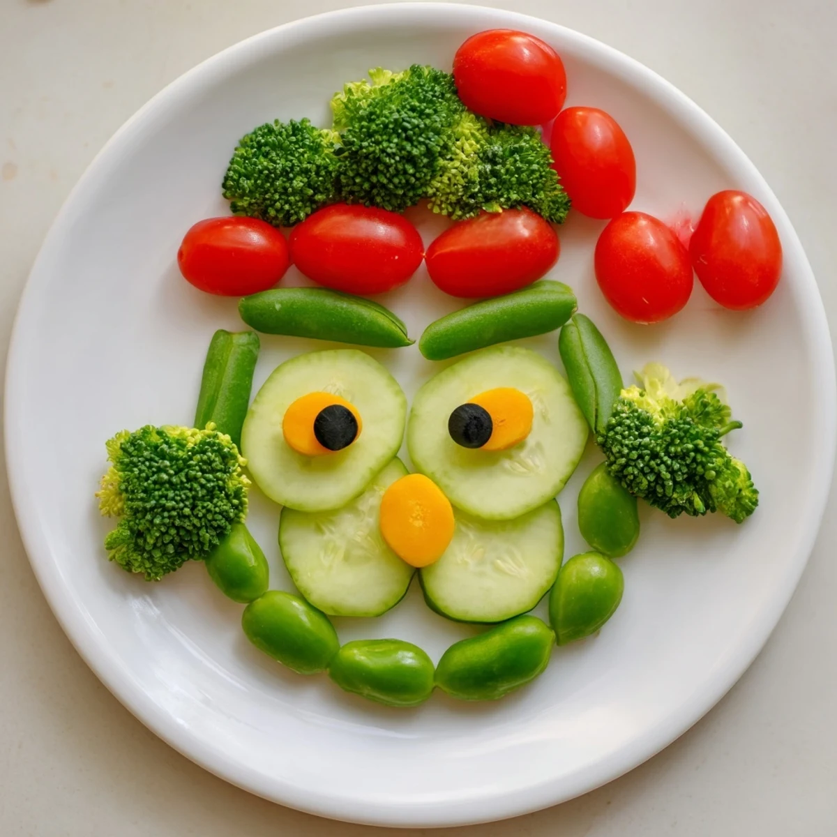 A delightful Savory Crudités: Grinch Face Veggie Platter is ready to serve with a creamy ranch dip for dipping.