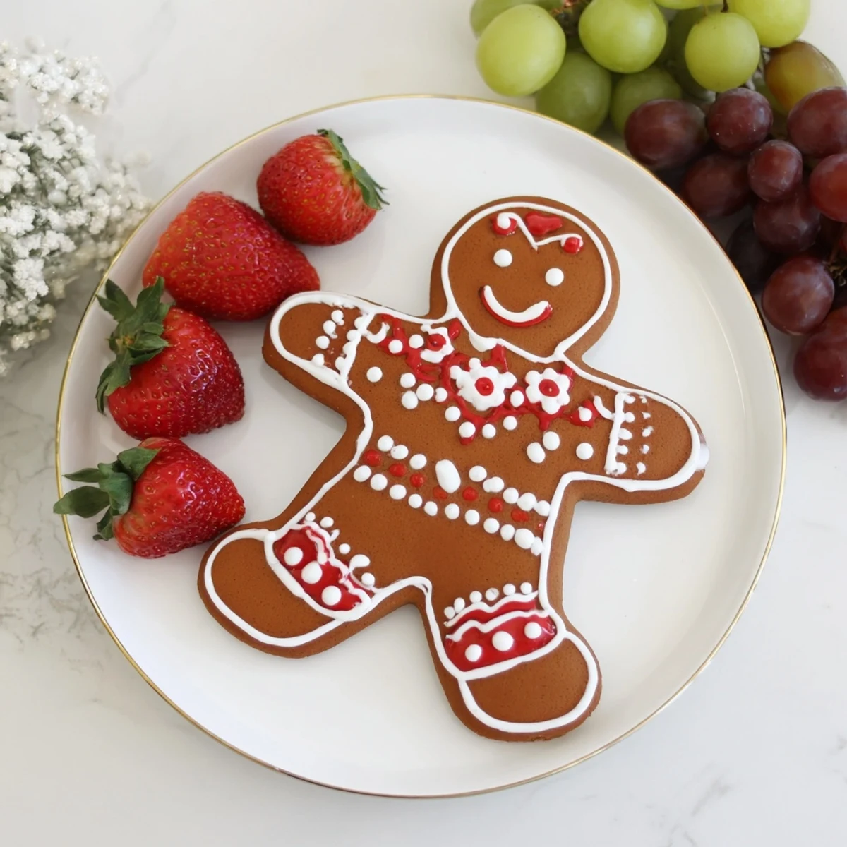 A holiday-themed Gingerbread Man Cookie Board laden with sweet treats for a fun and festive dessert experience.