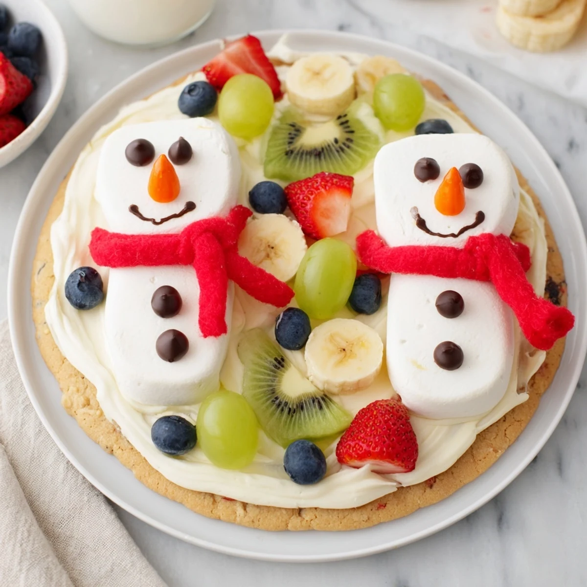 Melting Snowman Fruit Pizza