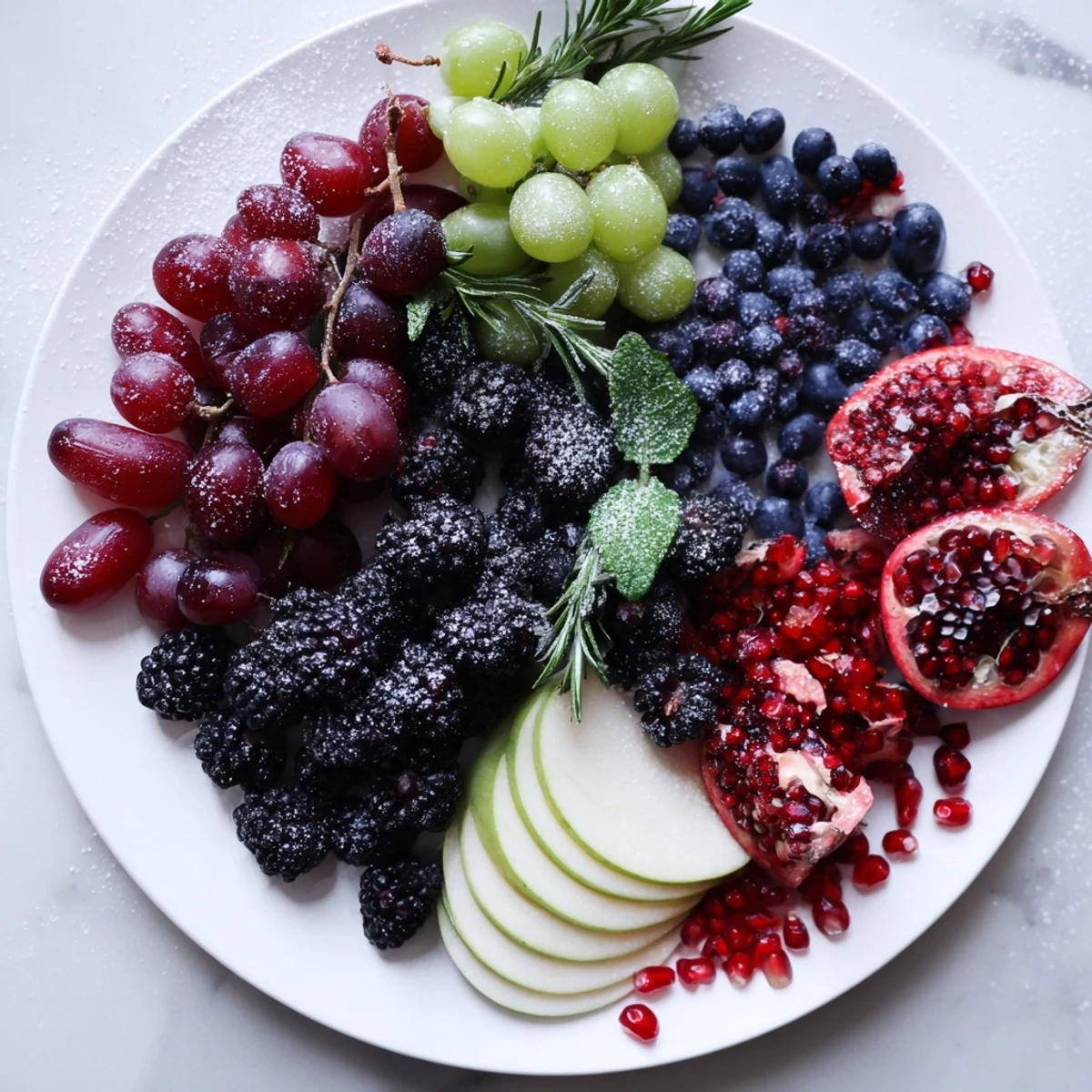 A colorful Winter Berry Wreath Fruit Board displaying a festive array of sweet, fresh fruits ready to enjoy.