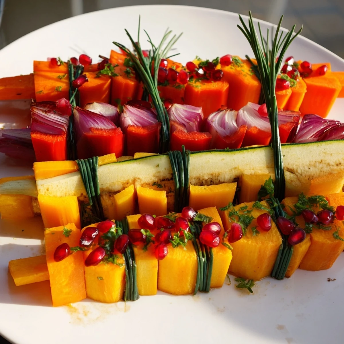 Vibrant Christmas Present Veggie Crates, roasted vegetables arranged like colorful gift boxes, ready to serve.