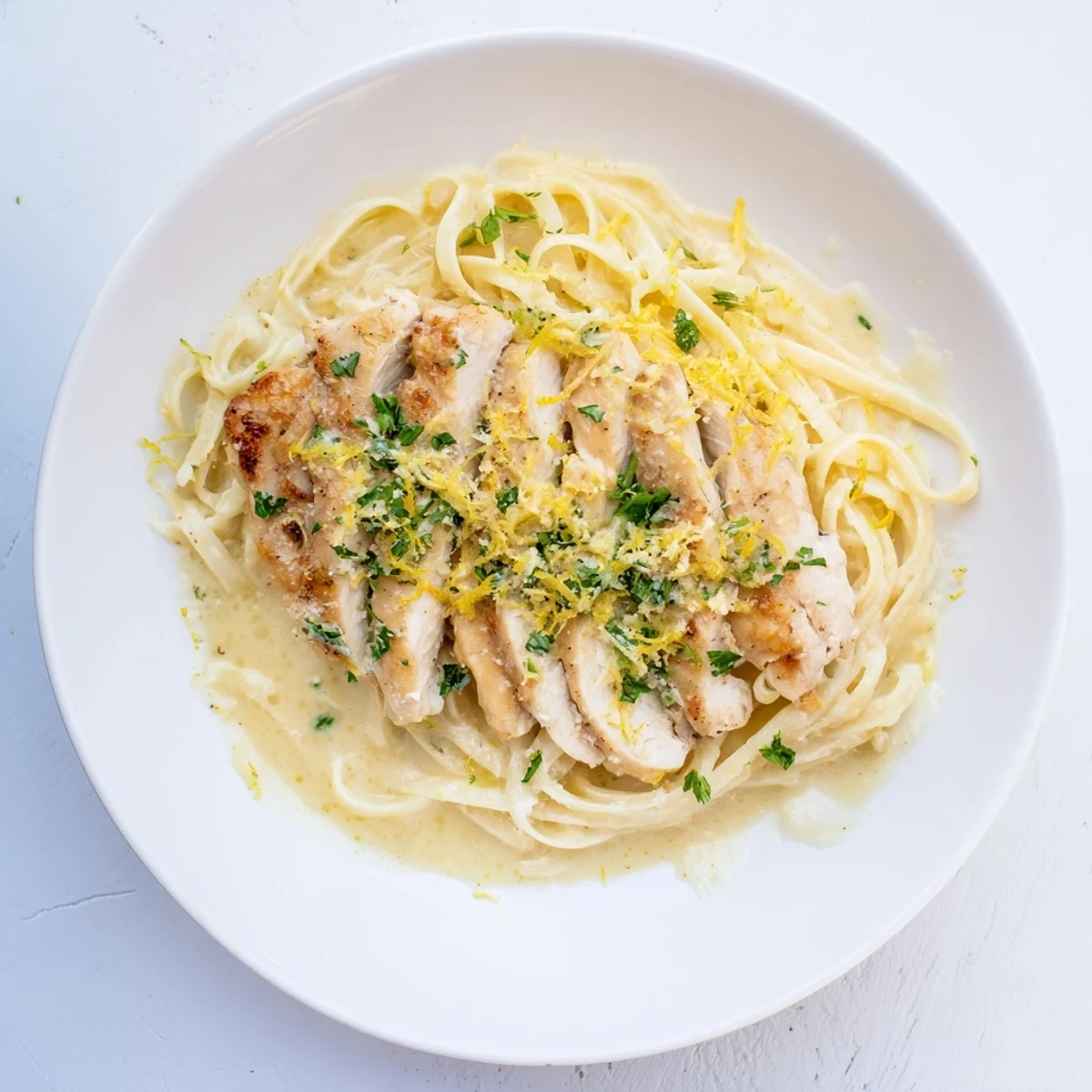 Pasta with Lemon Brûlée Chicken