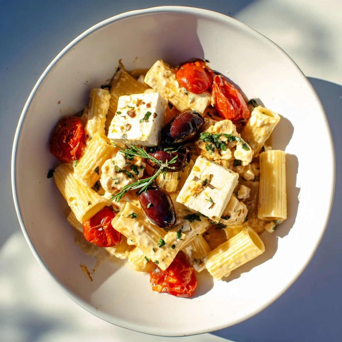 Warm Baked Feta Pasta showcasing a baked cheese sauce, vibrant cranberries, ready for anyone.
