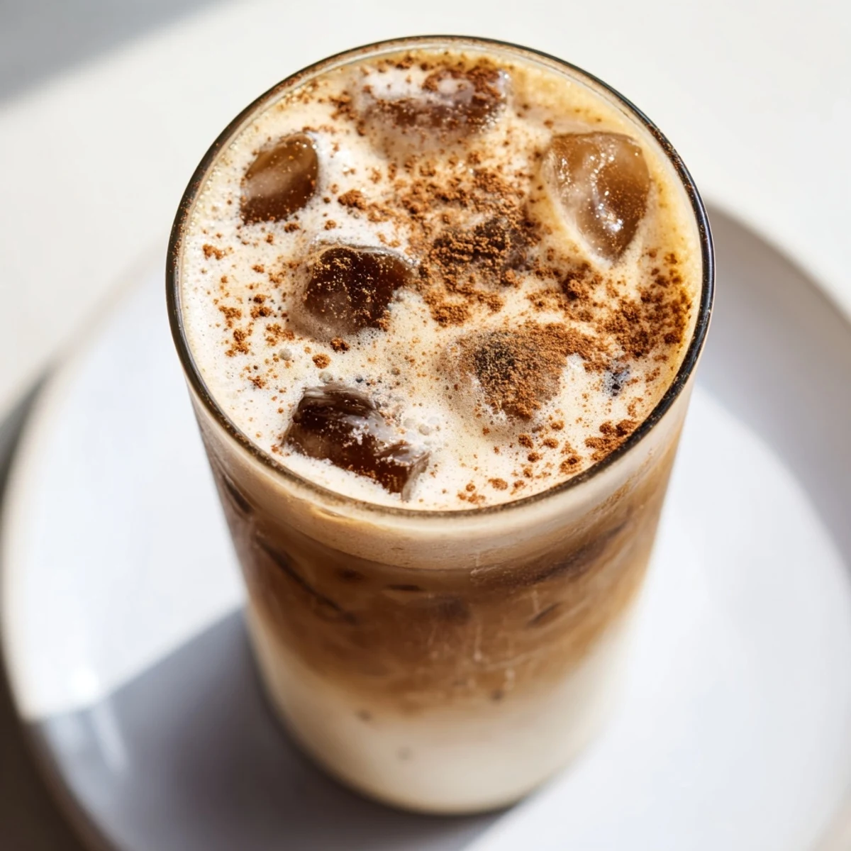 Cold Iced Brown Sugar Oat Latte; a beautiful swirl of brown sugar syrup and oat milk.
