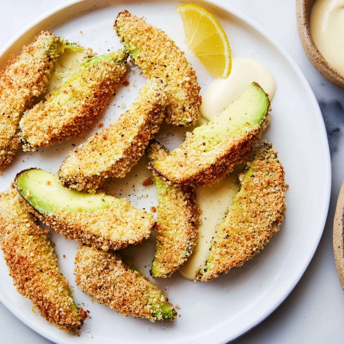 Crispy Baked Avocado Fries: imagine the perfectly breaded avocado wedges, piping hot and delicious.