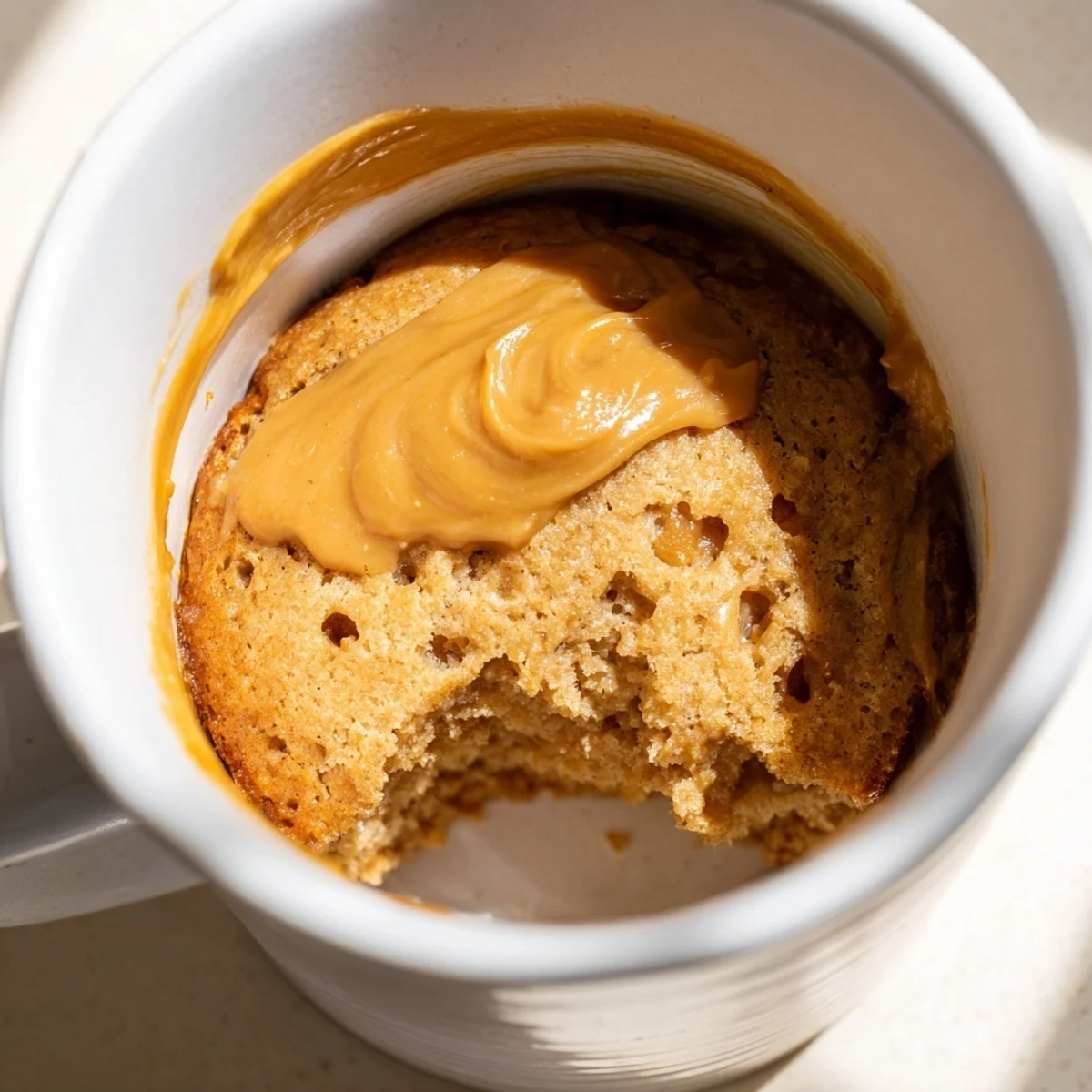 Gooey and delicious 2-Minute Peanut Butter Mug Cake, perfect for a quick & easy dessert anytime.