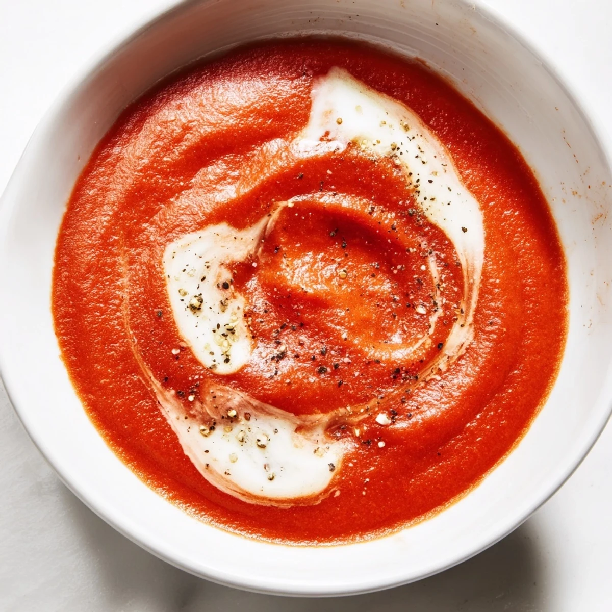 This quick and easy Instant Creamy Marinara Hack boasts a vibrant red hue with melted butter swirling within.