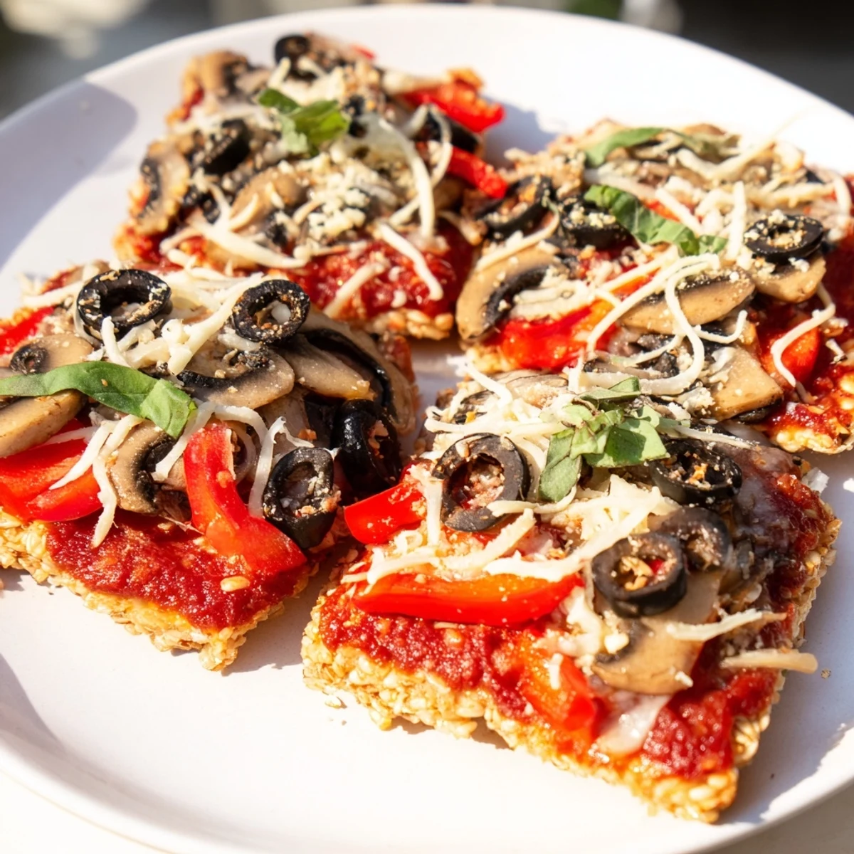 Golden, bubbly rice cake pizza squares are a quick, easy, and gluten-free snack idea.