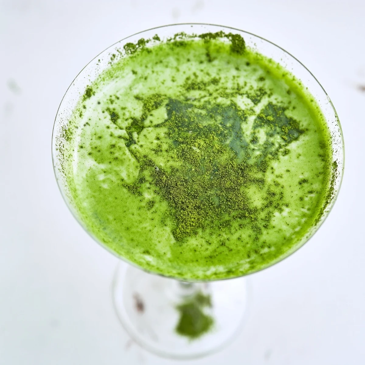 Vibrant green Matcha Martini cocktail with matcha dust, ideal for a refreshing Japanese-inspired drink.