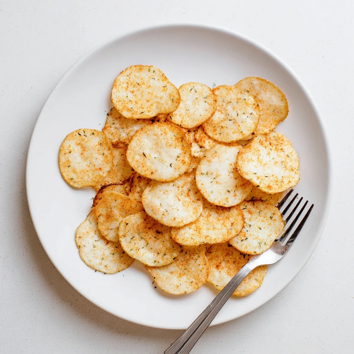 Homemade Cottage Cheese Chips arranged in a single layer, showcasing their crispy texture and savory seasoning for a gluten-free snack.