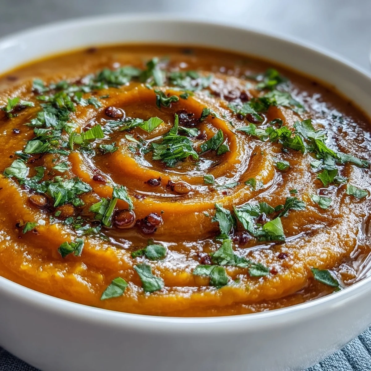 Golden roasted butternut squash cubes and vibrant carrots shine on a baking sheet before blending into this savory soup.