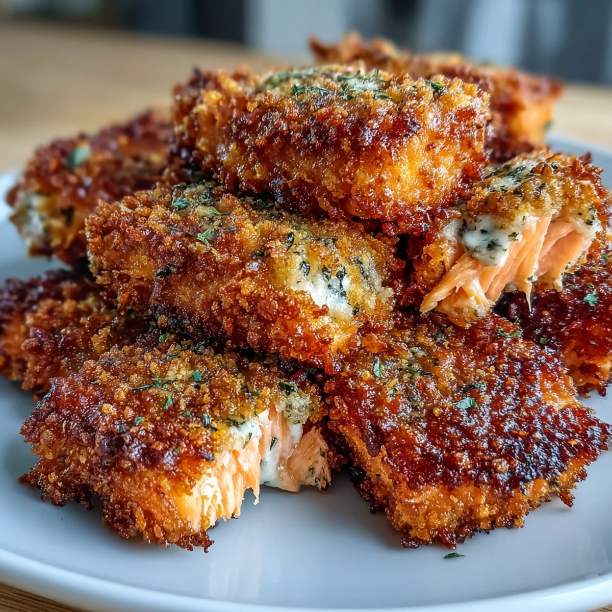Easy baked salmon bites with seasoned panko coating, perfect for quick dinners or party snacks.  