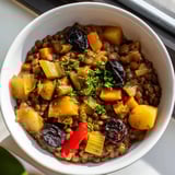 Hearty Abuela's Secret Lentil Stew with Prunes, perfect for a cozy, flavorful vegetarian dinner.
