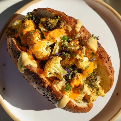 Golden, bubbly Buffalo Cauliflower Ranch Grilled Cheese, showcasing melted cheddar and mozzarella, ready to be devoured.