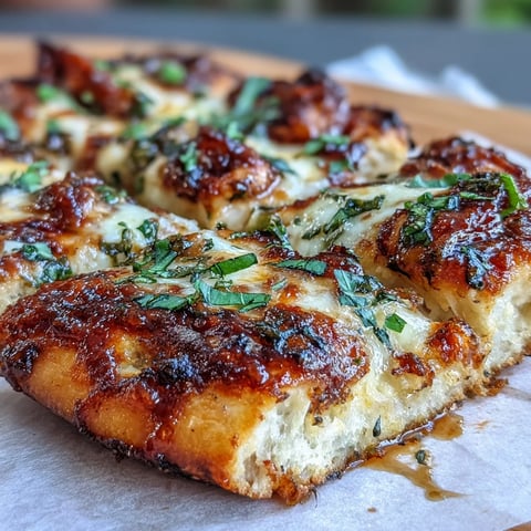 Garlic Naan Margherita Pizzas with melted mozzarella, marinara, and fresh basil on crispy garlic-buttered naan.  
