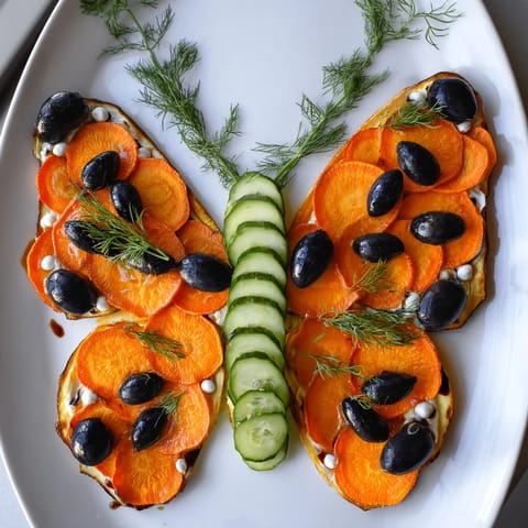Artistic Monarch Butterfly Wings, a vegetarian platter featuring orange segments and black accents, ready to serve.