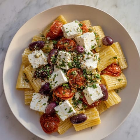 Oven-baked Feta Pasta with cranberries: A colorful, Mediterranean-inspired dish, perfect for sharing.