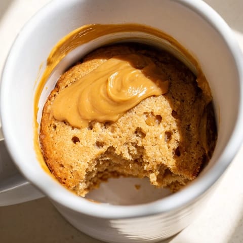 Gooey and delicious 2-Minute Peanut Butter Mug Cake, perfect for a quick & easy dessert anytime.