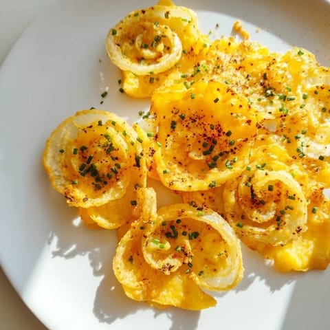 Air-fried crispy onion cheese chips, featuring melted cheddar and mozzarella, perfect for dipping or snacking.