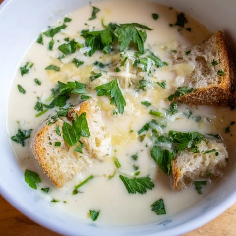 Creamy Garlic Bread Soup