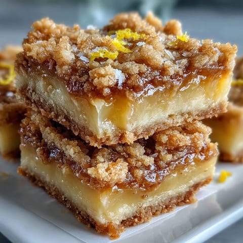 Freshly baked Homemade Lemon Crumb Bars reveal tangy lemon filling through a buttery, crumbly topping.