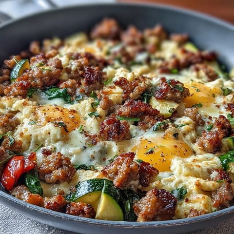 Keto Sausage Veggie Scramble