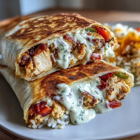 Golden Chicken Bell Pepper Ranch Burritos with smoky paprika-seasoned chicken, crisp bell peppers, and gooey cheddar cheese.  