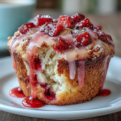 Strawberry Muffins Lemon Glaze