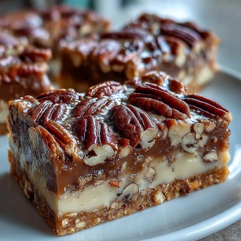 Kentucky Derby Pecan Pie Bars with buttery shortbread crust and gooey bourbon pecan filling, perfect for festive Southern gatherings.