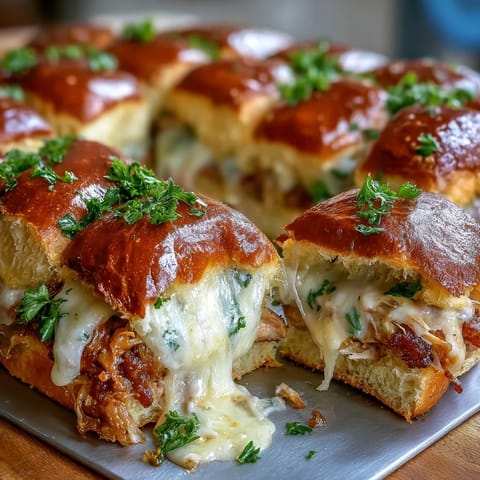 Derby Party Hot Brown Sliders on Brioche Buns with creamy Mornay sauce, turkey, and bacon, baked golden and perfect for festive gatherings.