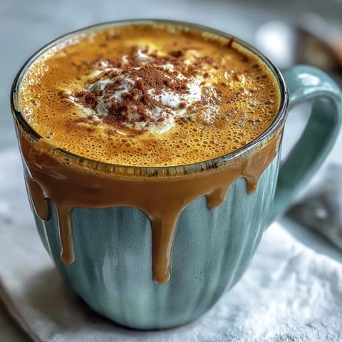 Warm dandelion tea latte with creamy oat milk and a drizzle of honey in two rustic mugs, garnished with cinnamon.