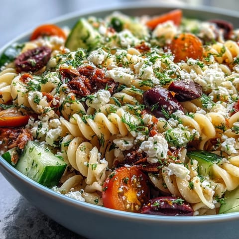 Summer Pasta Salad Greek Style