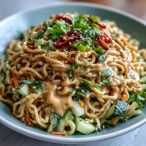 Cold Sesame Noodle Bowl Cucumber