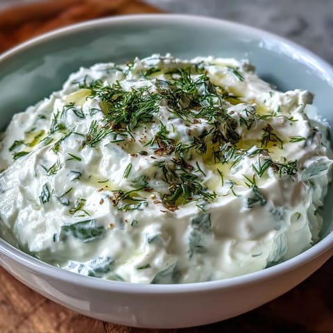 Vibrant Greek Skyr Tzatziki, a cool, garlicky dip perfect for pita and veggies.