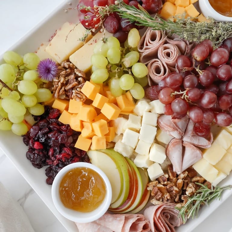 Enjoy this easy-to-assemble Maple Leaf Grazing Tray, showcasing a delicious array of appetizers.
