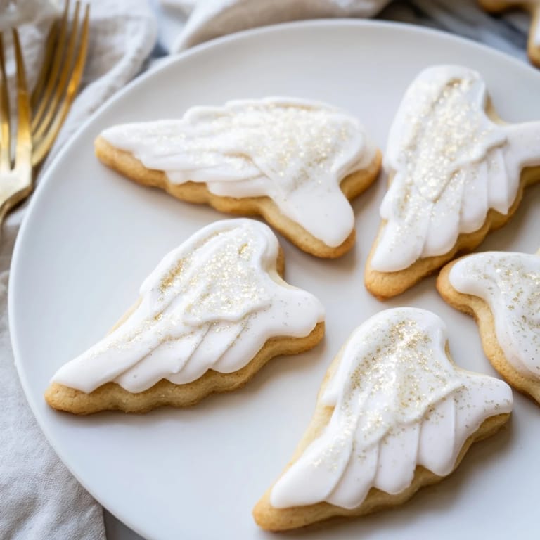 Close-up of a plate full of homemade Angel Wings sugar cookies, freshly baked and delightfully sweet.