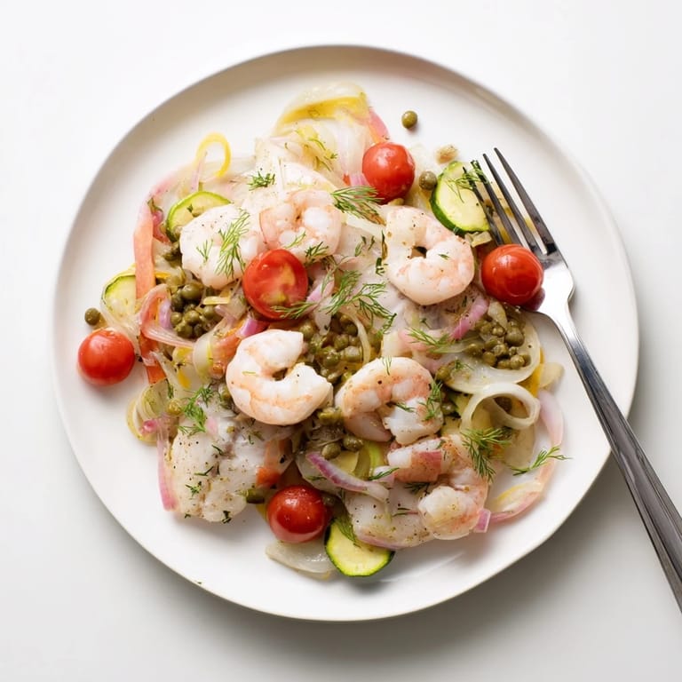 Imagine a close-up of "Plongeons dans l'Océan Poisson Bleu," highlighting perfectly cooked fish and colorful tomatoes.