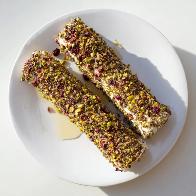 Creamy Cranberry Goat Cheese Logs appetizer, a delicious combination of flavors and textures.