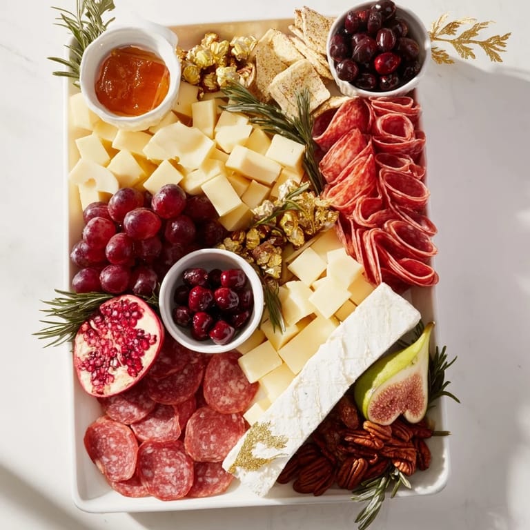 This festive Christmas snack board, featuring the twelve days, displays a colorful, edible feast for guests.