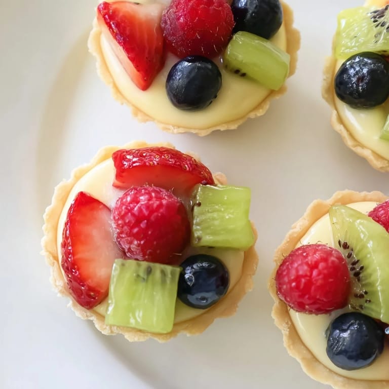 Enjoy a bite of these delightful Mini Fruit Tartlets; buttery crust, and a fresh fruit topping.