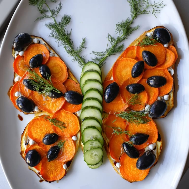 Artistic Monarch Butterfly Wings, a vegetarian platter featuring orange segments and black accents, ready to serve.