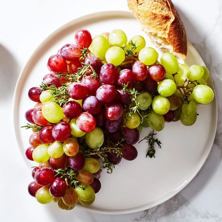 Vibrant photo: seedless grapes clustered as a beautiful Vineyard Grape Cluster Drop for a party.
